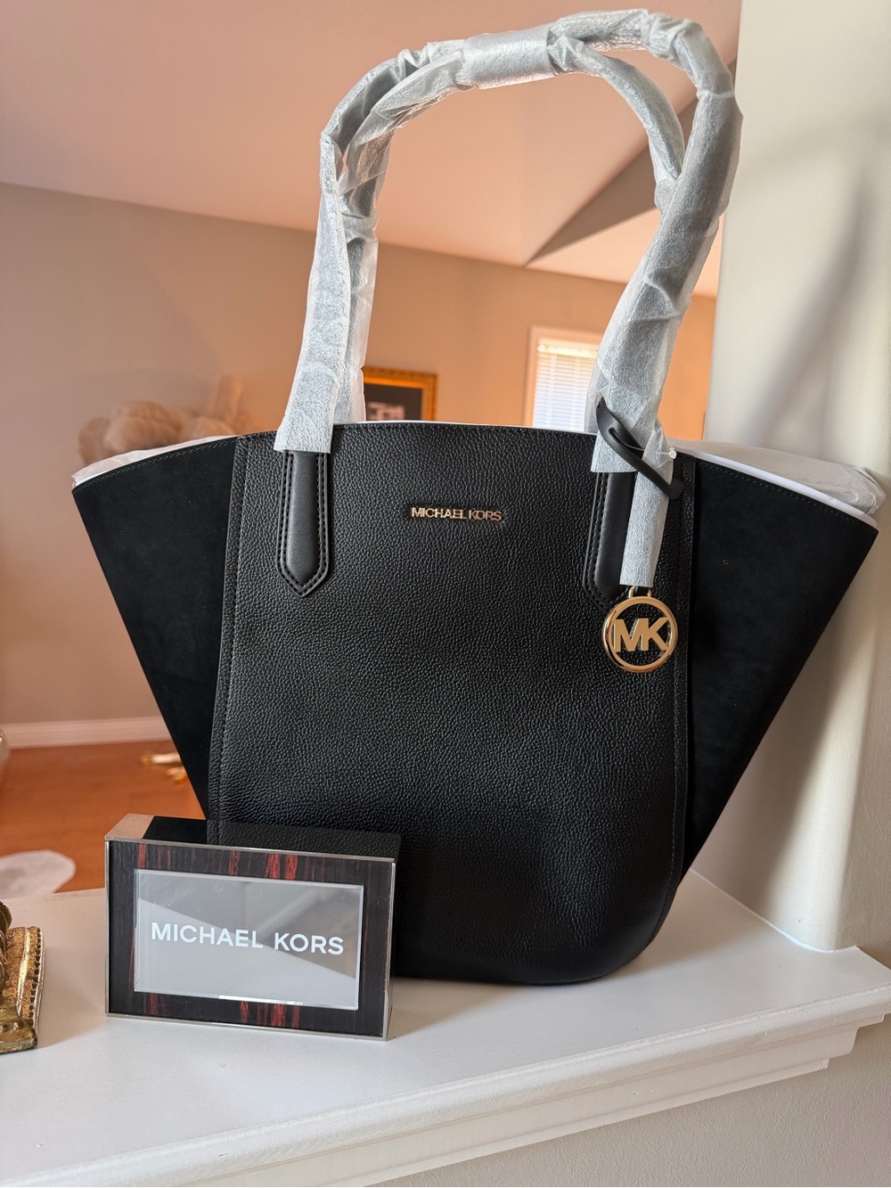New Michael Kors Genuine Leather & Suede Large Portia Tote
